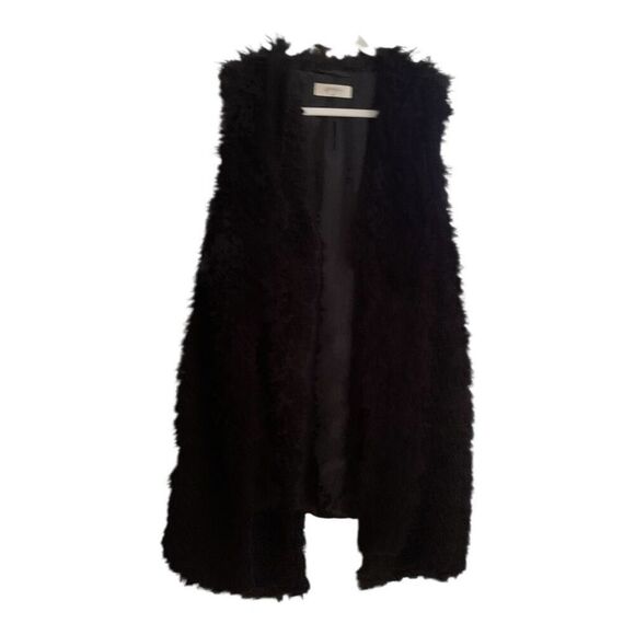 Beautiful Soul Black Fuzxy Long Vest Size Small - Picture 1 of 5